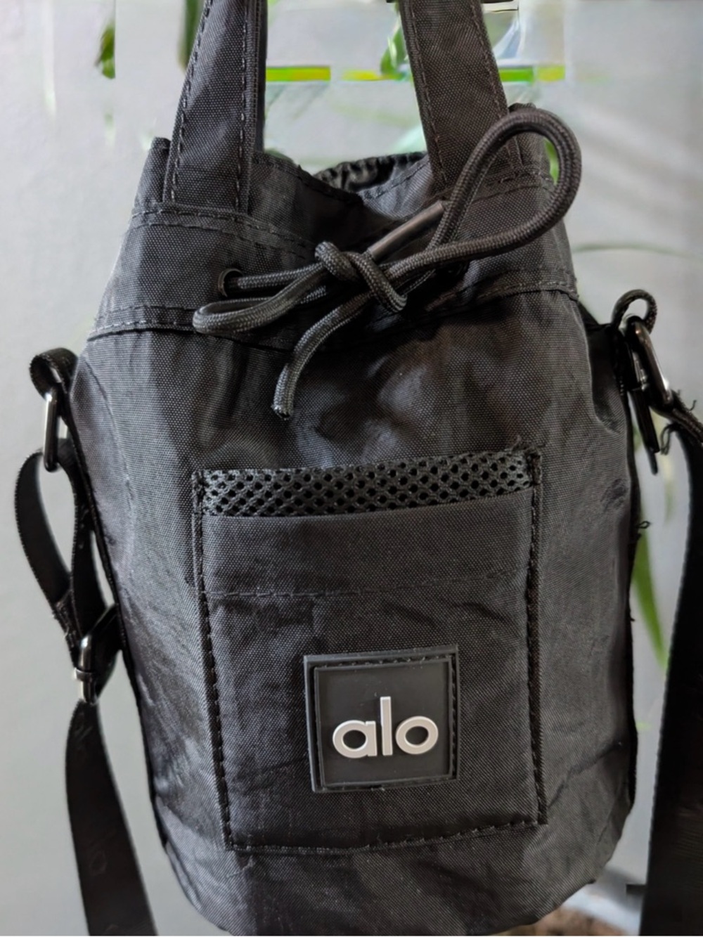 ALO Yoga Black Crossbody Drawstring Bucket Bag